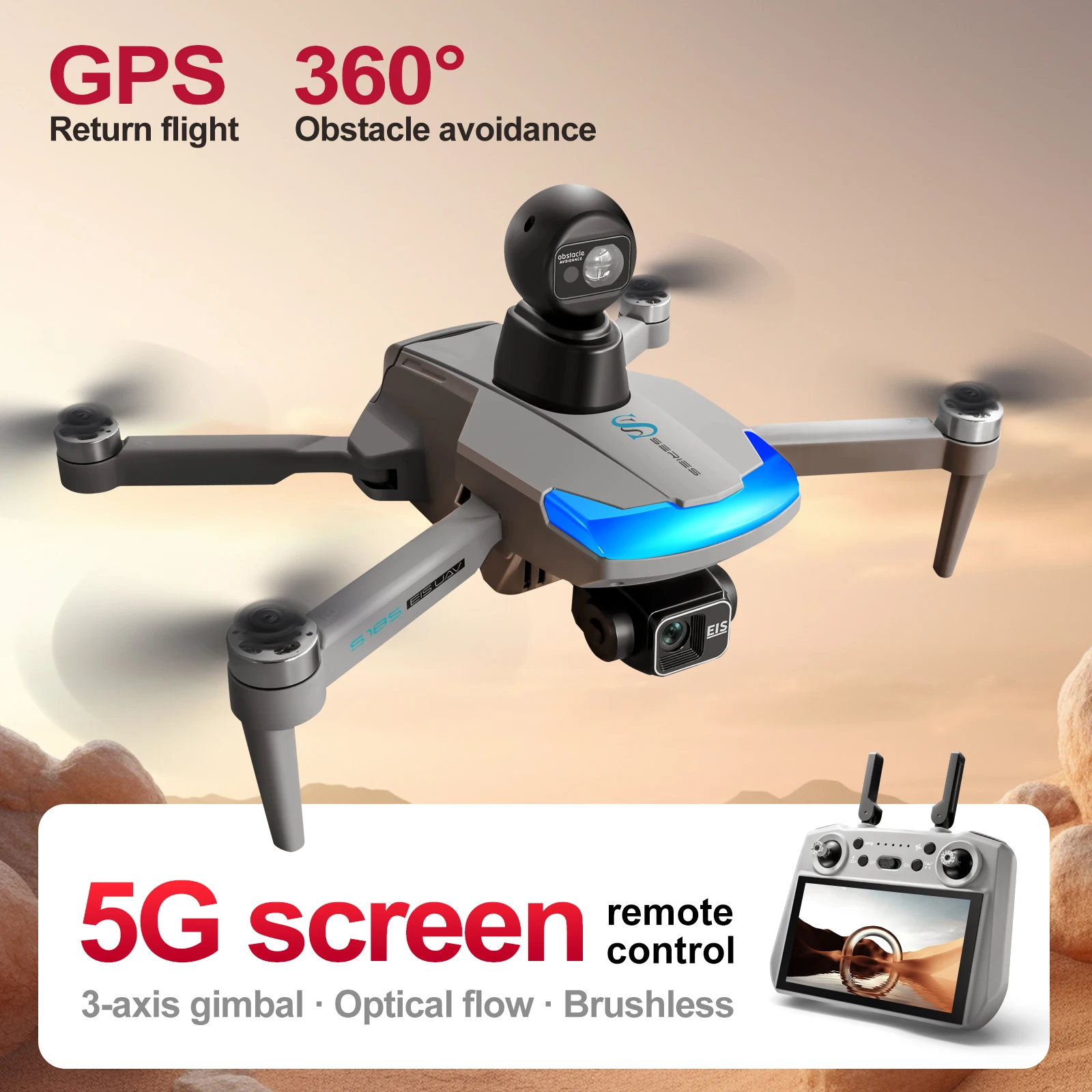 Drone Gimbal 3 Axis - S185 전문 드론 2.7K HD 듀얼
